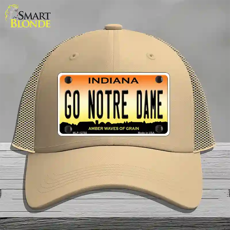 Go Notre Dame Novelty License Plate Hat Tag Mesh / Khaki