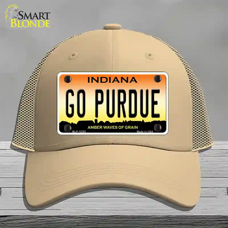 Go Purdue Novelty License Plate Hat Tag Mesh / Khaki