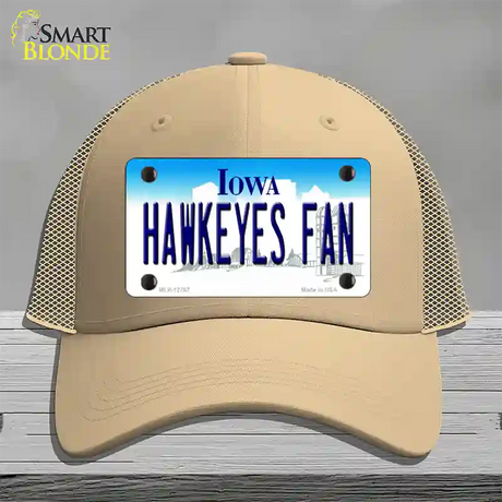 Hawkeyes Fan Novelty License Plate Hat Mesh / Khaki