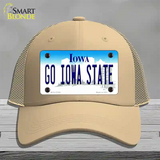 Go Iowa State Novelty License Plate Hat Tag Mesh / Khaki