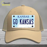 Go Kansas Novelty License Plate Hat Tag Mesh / Khaki