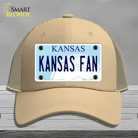 Kansas Fan Novelty License Plate Hat Tag Mesh / Khaki