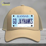 Go Jayhawks Novelty License Plate Hat Tag Mesh / Khaki