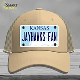 Jayhawks Fan Novelty License Plate Hat Tag Mesh / Khaki