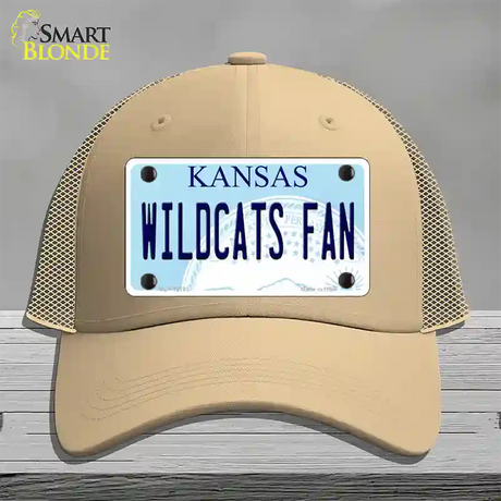 Kansas Wildcats Fan Novelty License Plate Hat Tag Mesh / Khaki