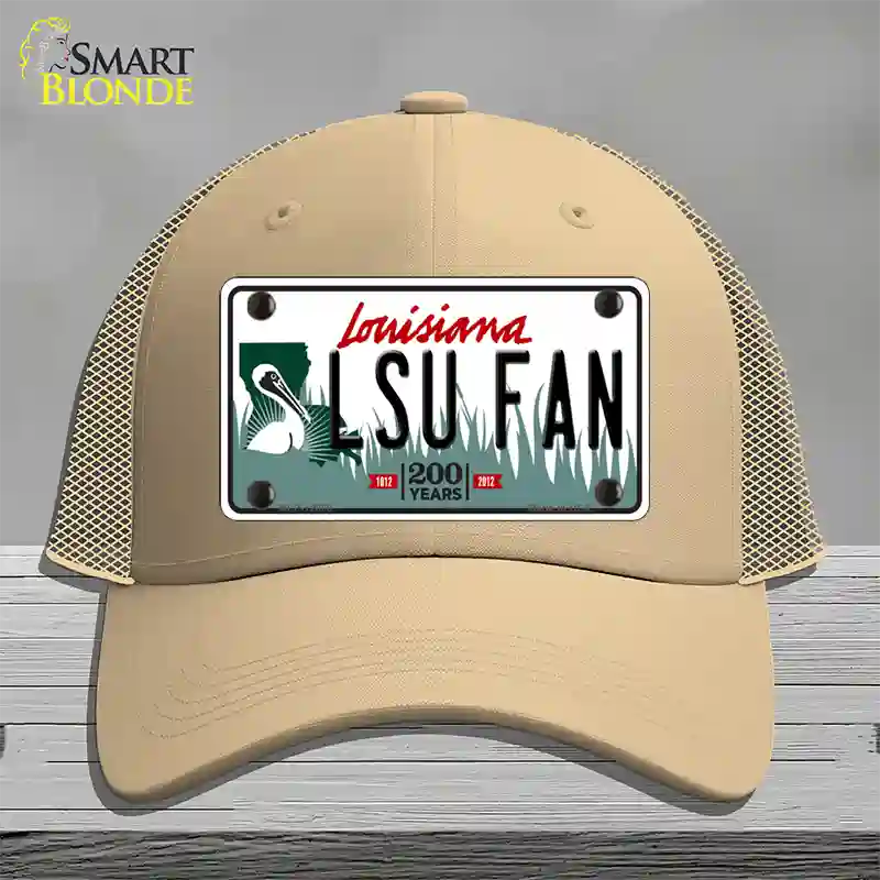 LSU Fan Novelty License Plate Hat Tag Mesh / Khaki