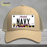 Navy Novelty License Plate Hat Mesh / Khaki