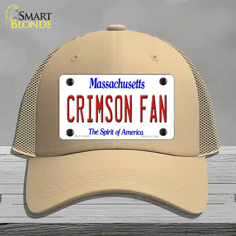 Crimson Fan Novelty License Plate Hat Mesh / Khaki