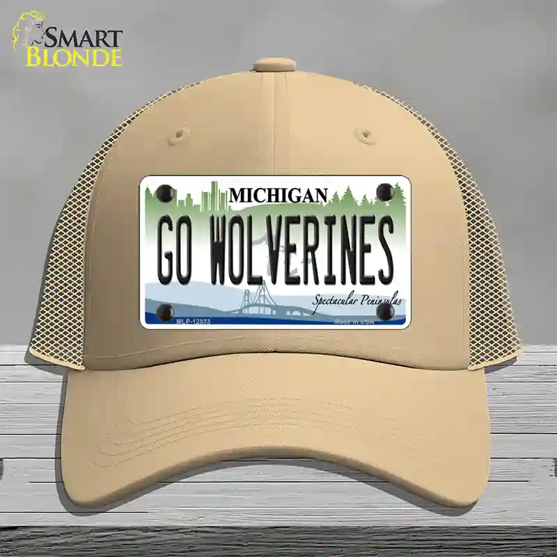 Go Wolverines Novelty License Plate Hat Mesh / Khaki