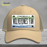 Wolverines Fan Novelty License Plate Hat Mesh / Khaki