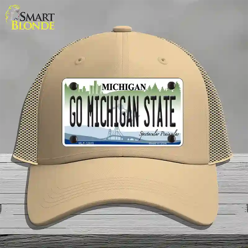 Go Michigan State Novelty License Plate Hat Mesh / Khaki