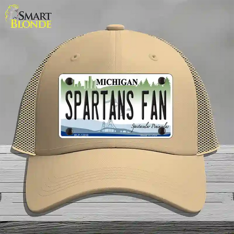 Spartans Fan Novelty License Plate Hat Mesh / Khaki