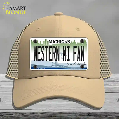 Western Michigan Fan Novelty License Plate Hat Mesh / Khaki