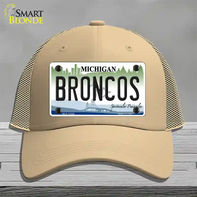 Broncos Michigan Novelty License Plate Hat Mesh / Khaki