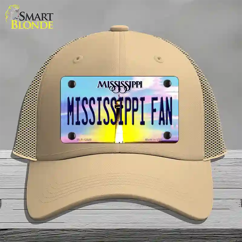 Mississippi Fan Novelty License Plate Hat Mesh / Khaki