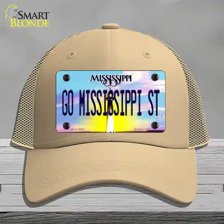 Go Mississippi State Novelty License Plate Hat Mesh / Khaki