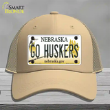 Go Huskers Novelty License Plate Hat Mesh / Khaki