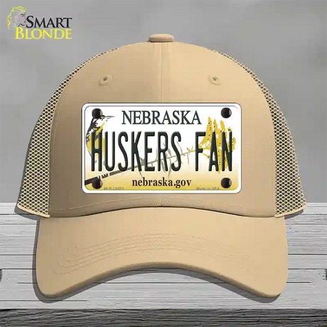 Huskers Fan Novelty License Plate Hat Mesh / Khaki