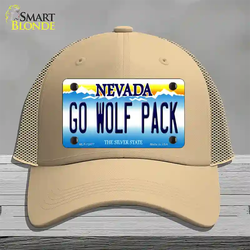 Go Wolf Pack Novelty License Plate Hat Mesh / Khaki