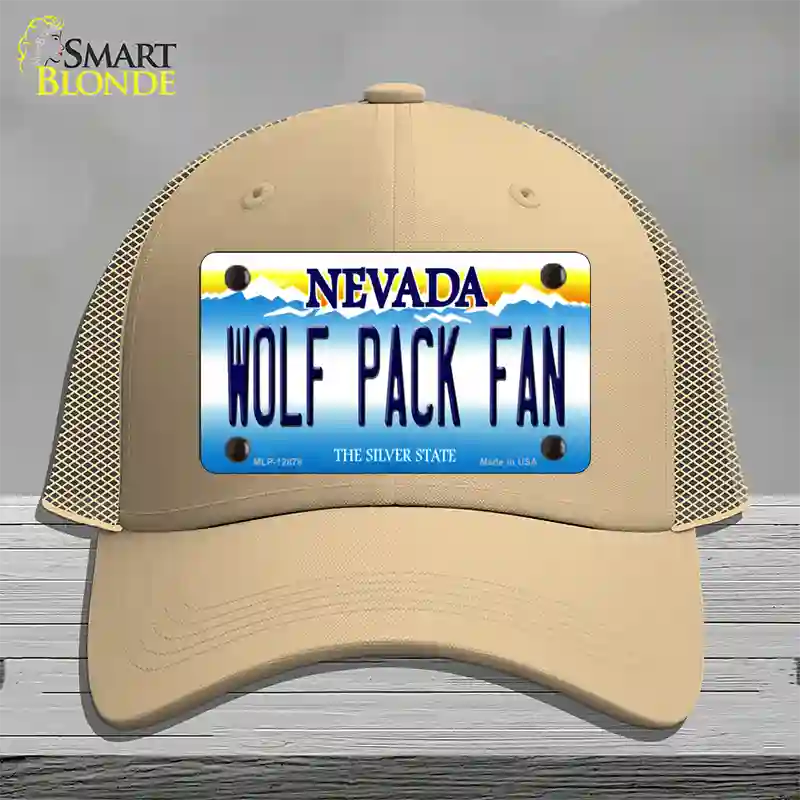 Wolf Pack Fan Novelty License Plate Hat Mesh / Khaki