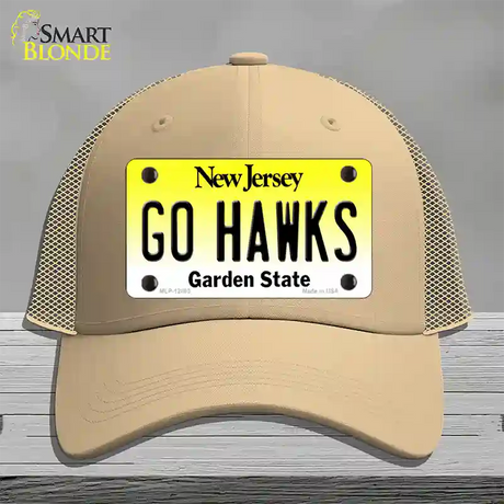 Go Hawks New Jersey Novelty License Plate Hat Mesh / Khaki