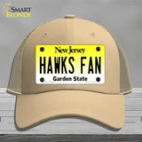 Hawks Fan New Jersey Novelty License Plate Hat Mesh / Khaki