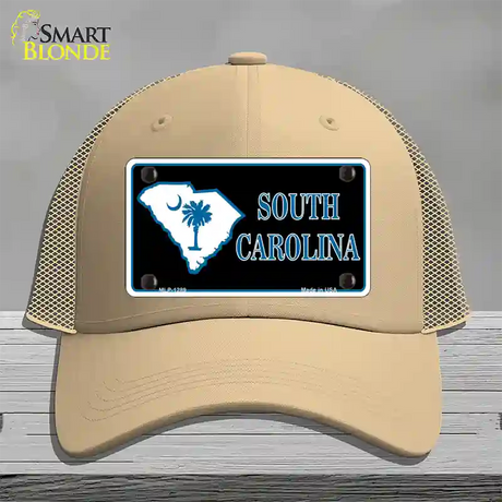 South Carolina Flag Novelty License Plate Hat Mesh / Khaki