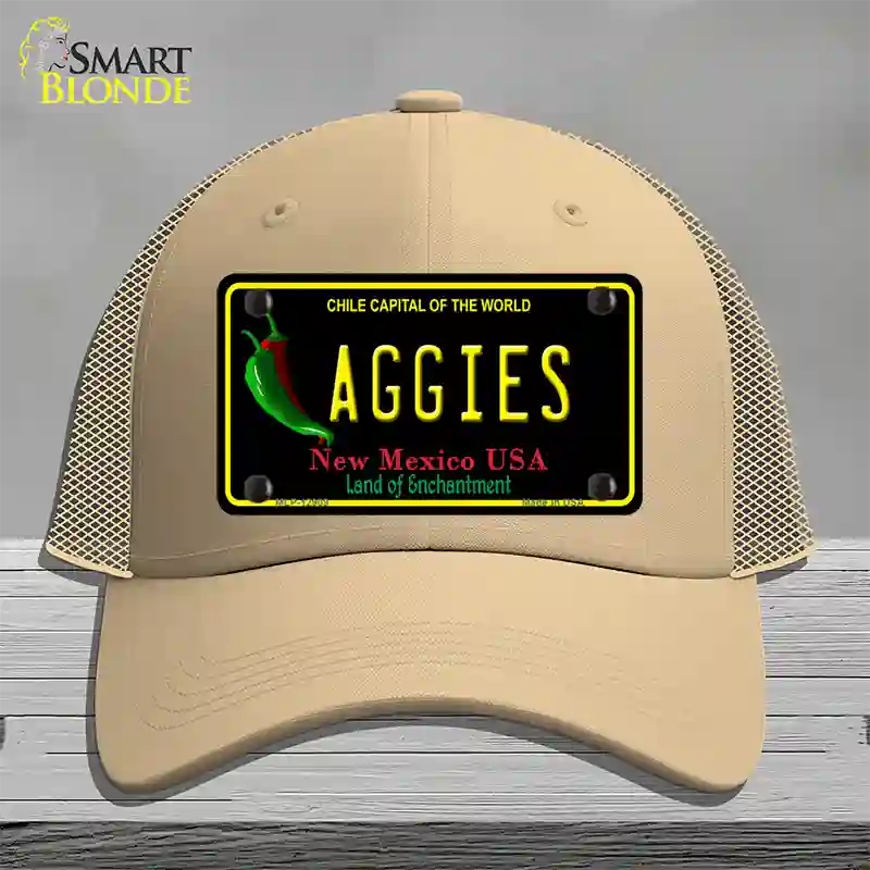 Aggies Novelty License Plate Hat Mesh / Khaki