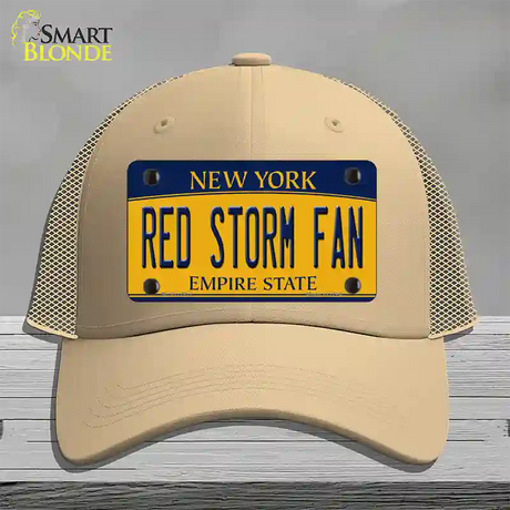 Red Storm Fan Novelty License Plate Hat Mesh / Khaki