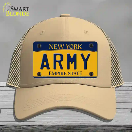 Army Novelty License Plate Hat Mesh / Khaki