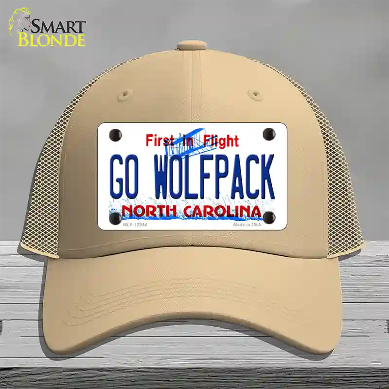 Go Wolfpack Novelty License Plate Hat Mesh / Khaki