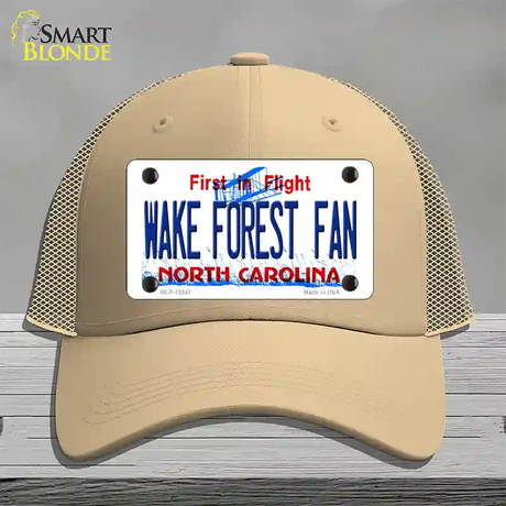 Wake Forest Fan Novelty License Plate Hat Mesh / Khaki