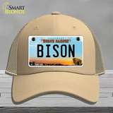 Bison Novelty License Plate Hat Mesh / Khaki