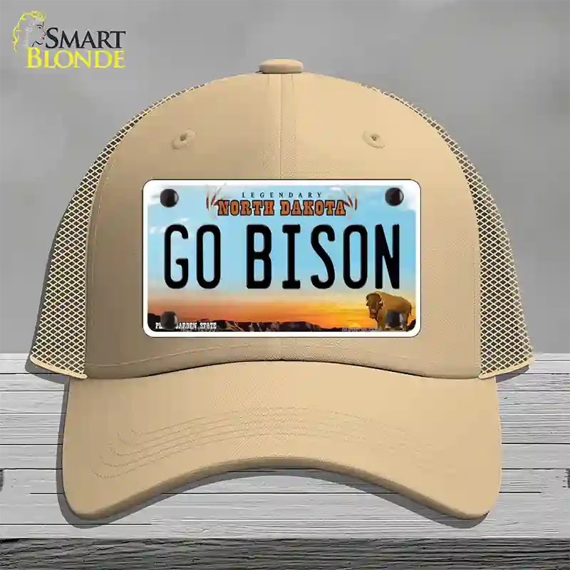 Go Bison Novelty License Plate Hat Mesh / Khaki