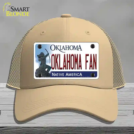 Oklahoma Fan Novelty License Plate Hat Mesh / Khaki