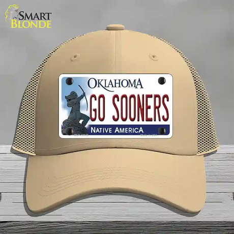 Go Sooners Novelty License Plate Hat Mesh / Khaki