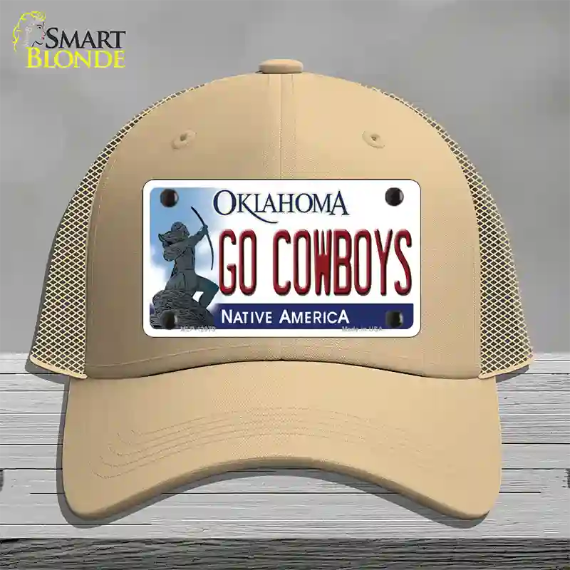 Go Cowboys Novelty License Plate Hat Mesh / Khaki