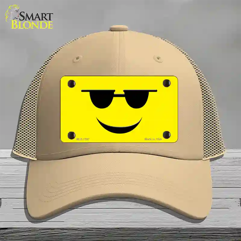 Sunglasses Cool Smiley Novelty License Plate Hat Mesh / Khaki