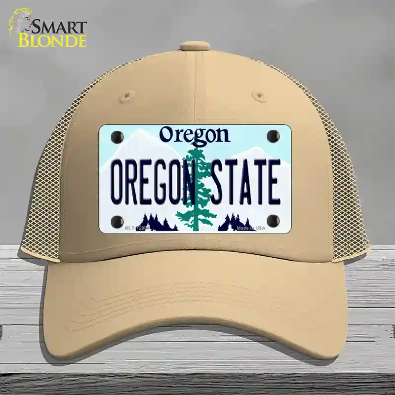 Oregon State Novelty License Plate Hat Mesh / Khaki