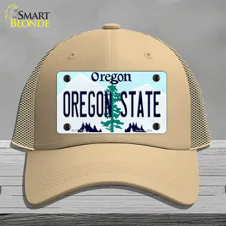 Oregon State Novelty License Plate Hat Mesh / Khaki