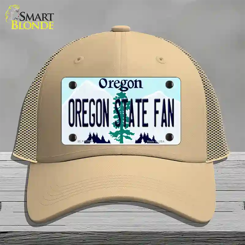 Oregon State Fan Novelty License Plate Hat Mesh / Khaki