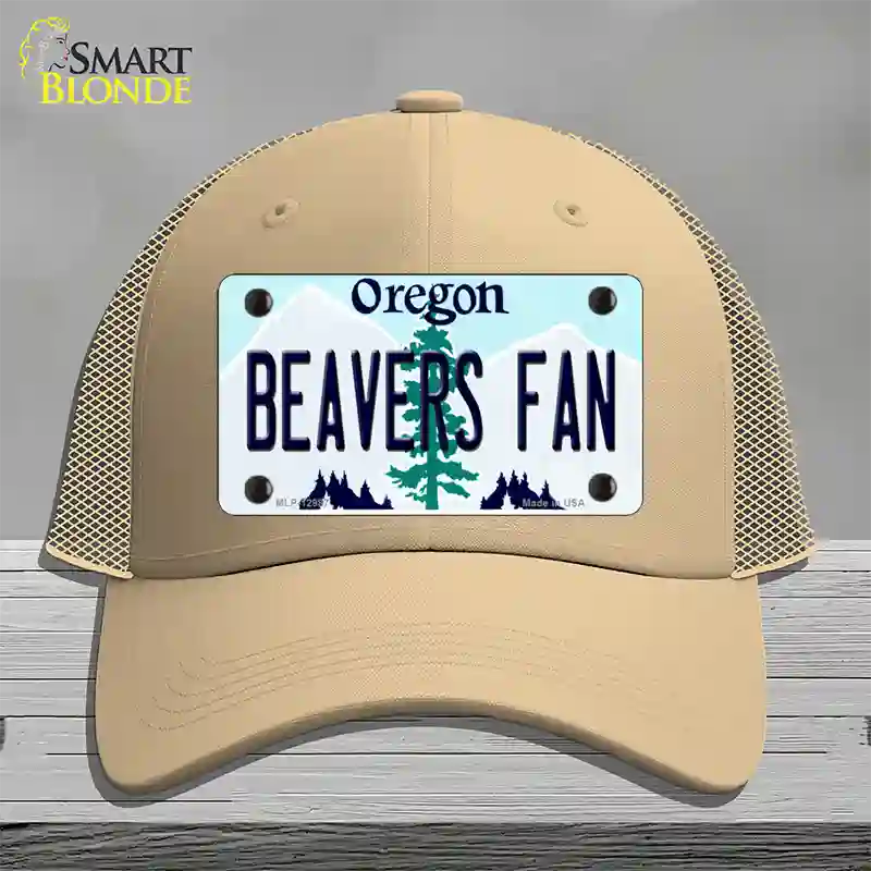 Beavers Fan Novelty License Plate Hat Mesh / Khaki