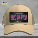 Zero To Bitch Novelty License Plate Hat Mesh / Khaki