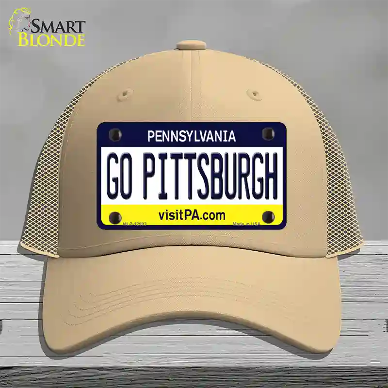 Go Pittsburgh Novelty License Plate Hat Mesh / Khaki