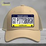 Go Pittsburgh Novelty License Plate Hat Mesh / Khaki