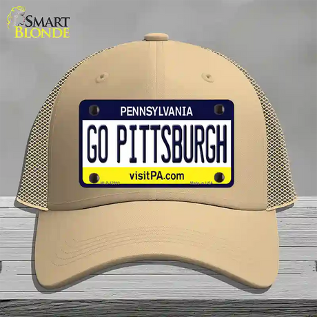 Go Pittsburgh Novelty License Plate Hat Mesh / Khaki