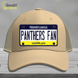 Panthers Fan Novelty License Plate Hat Mesh / Khaki