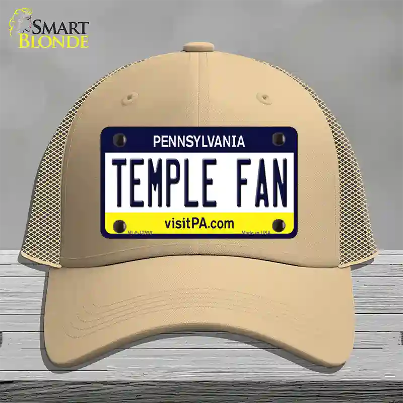 Temple Fan Novelty License Plate Hat Mesh / Khaki