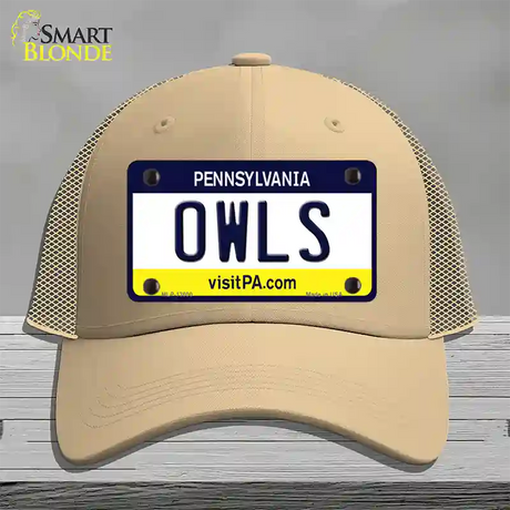 Owls Novelty License Plate Hat Mesh / Khaki