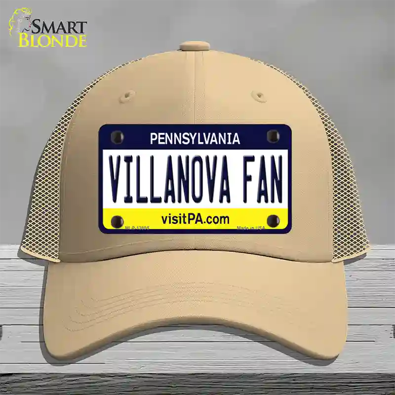 Villanova Fan Novelty License Plate Hat Mesh / Khaki